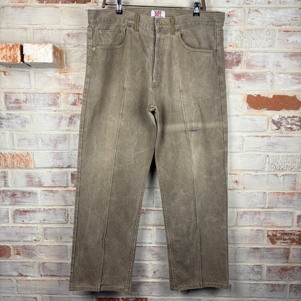 Levi's 501 Mens 40x30‎ Tan Straight Leg Button Fly Western Cowboy Core Denim